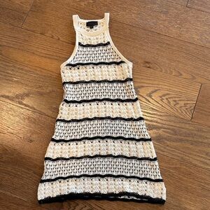 Zara Cream and Black Knit Mini Dress